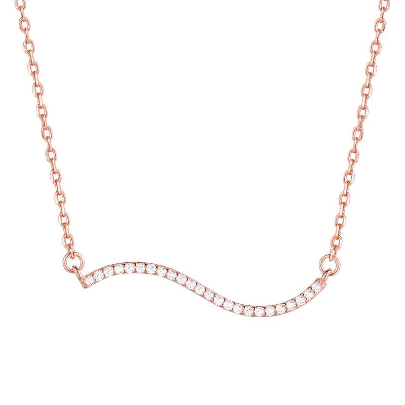 Sparkling Diamond Wave Necklace: Women's High-End Pendant, Cool Style, Light Luxury Clavicle Chain, Fairy Elegance.