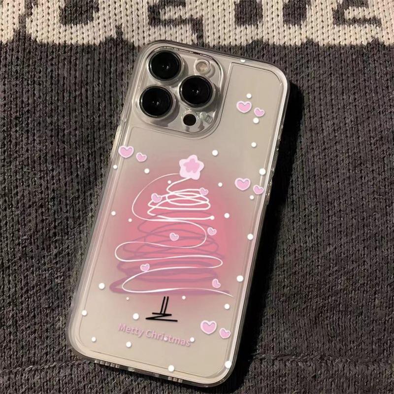 

Прозрачный чехол для телефона с размытыми розовыми сердцами и фейерверками для iPhone 16 15 14 11 13 12 Pro Max iPhone 16E 7 8 Plus Зимний узор Противоударный Мягкий ТПУ Чехол для телефона Apple 7/8