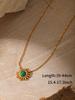 European and American embellished eyes natural stone titanium steel pendant necklace fashionable stacked collarbone chain gold-plated stainless steel 