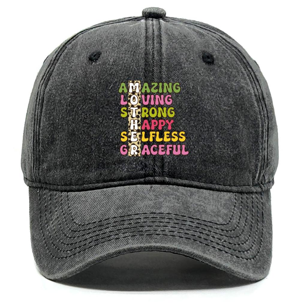 MOTHER" Print Snapback Sun Hat, Mother's Day Flat Cap Raw Brim Inelastic Sun Visor Adjustable Strap Adjustable Baseball Hat