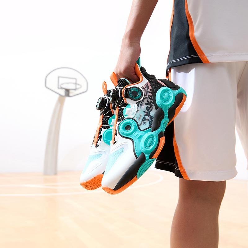 Anta Shaped 2 Comfortable Sports Non-Slip Wear-Resistant Mid-Top Kids Basketball Shoes Kids Basketball Shoes Jupiter-Orange 312321102H-3