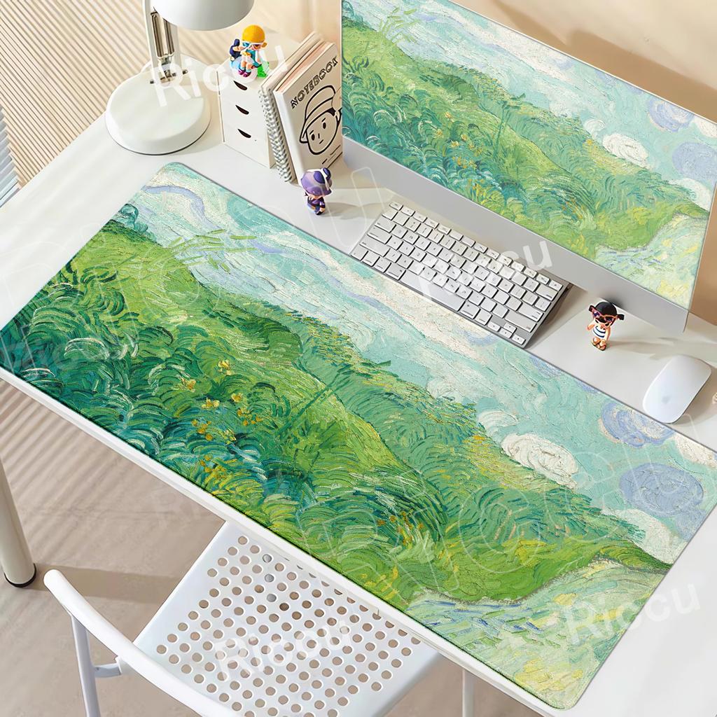 Van Gogh's Oil Painting Mouse Pad Starry Night Large Rubber XXL PC Desk Accessories Mousepad for Office&Gamer Keyboard Decor Mat