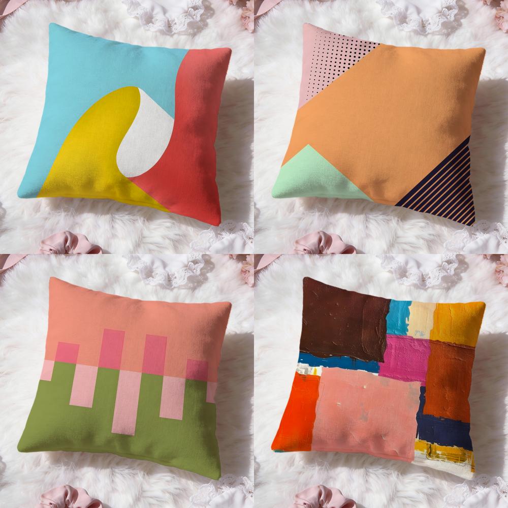 Pure Color Splicing Texture Cushion Cover Premium Comfort Reversible Pillow Cove Two in One Design for Any Room Car Interior