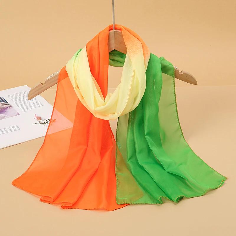 New Print Chiffon Scarf Shawl Women Sunscreen Silk Scarf Turban Long Wrap Beach Travel Outdoor Accessories Trendy Headband
