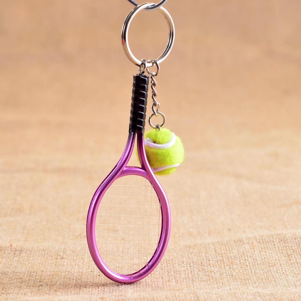 Cute Sport Mini Tennis Racket Pendant Keychain Keyring Key Chain Ring Finder Holer Accessories Gifts for Teenager KTJ