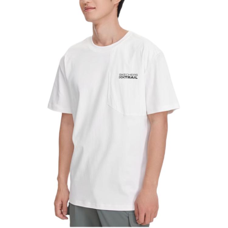 Skechers Letter Round Neck Pullover Sports Loose Quick-Dry Short Sleeve T-Shirt Unisex Tops Bright-White L124U152-0019