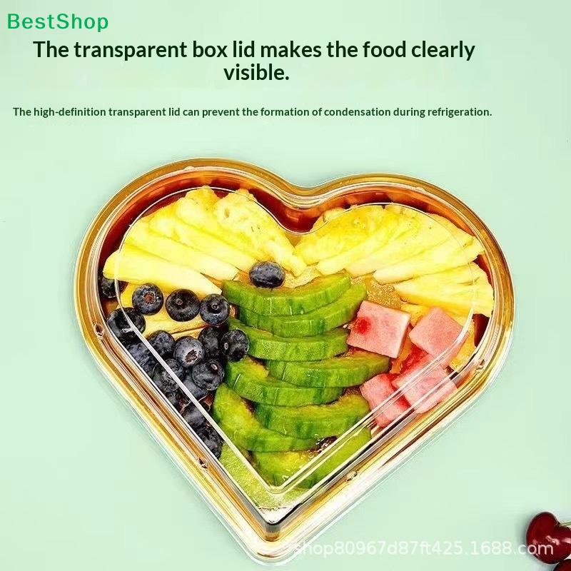Gold Heart-Shaped Tray - Clear Lid Food Storage Box for Party Platters & Valentines Gifts