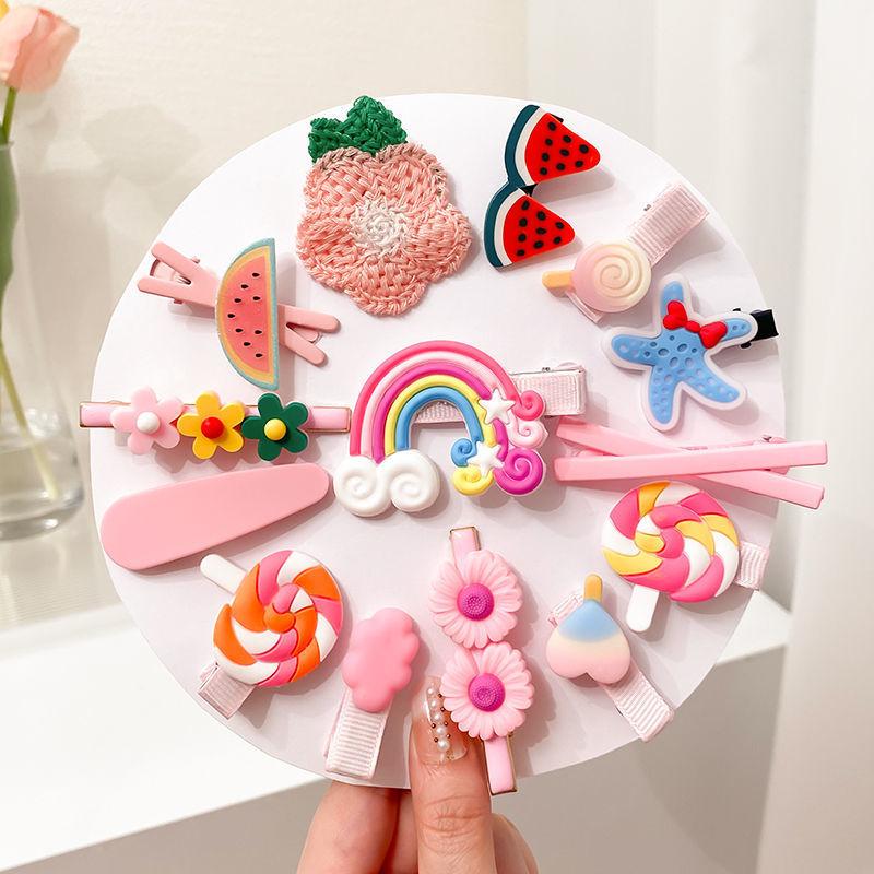 14 / 42Pcs Cartoon Baby Hair Clip Set Flower Fruit Baby Girl Barrettes Bangs Hairpins Kids Hair Accessories