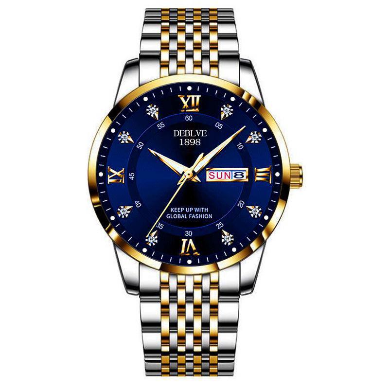 

Мужские светящиеся водонепроницаемые модные часы с двойным календарем и прочным ремешком