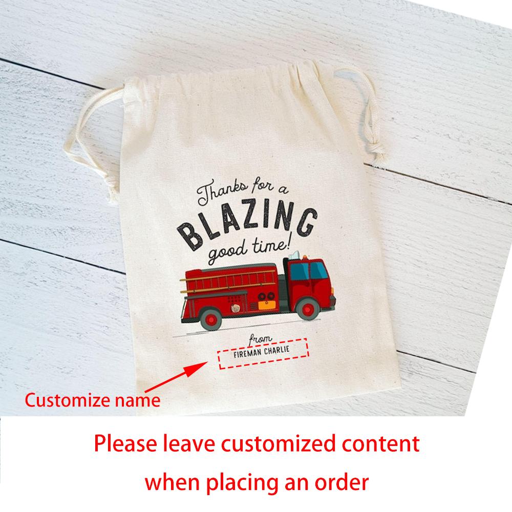 

Custom 4Pcs Firetruck Birthday Favor Bag Fireman Birthday Party Thank You Bags Fire Truck Baby Shower Back To School Boy Gift 4pcs 13X18cm