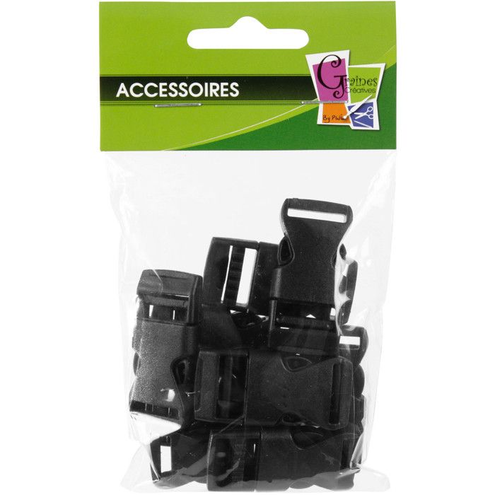Créacord - Plastic Clip Clasps (ideal Créacord) 4x2cm Black X10