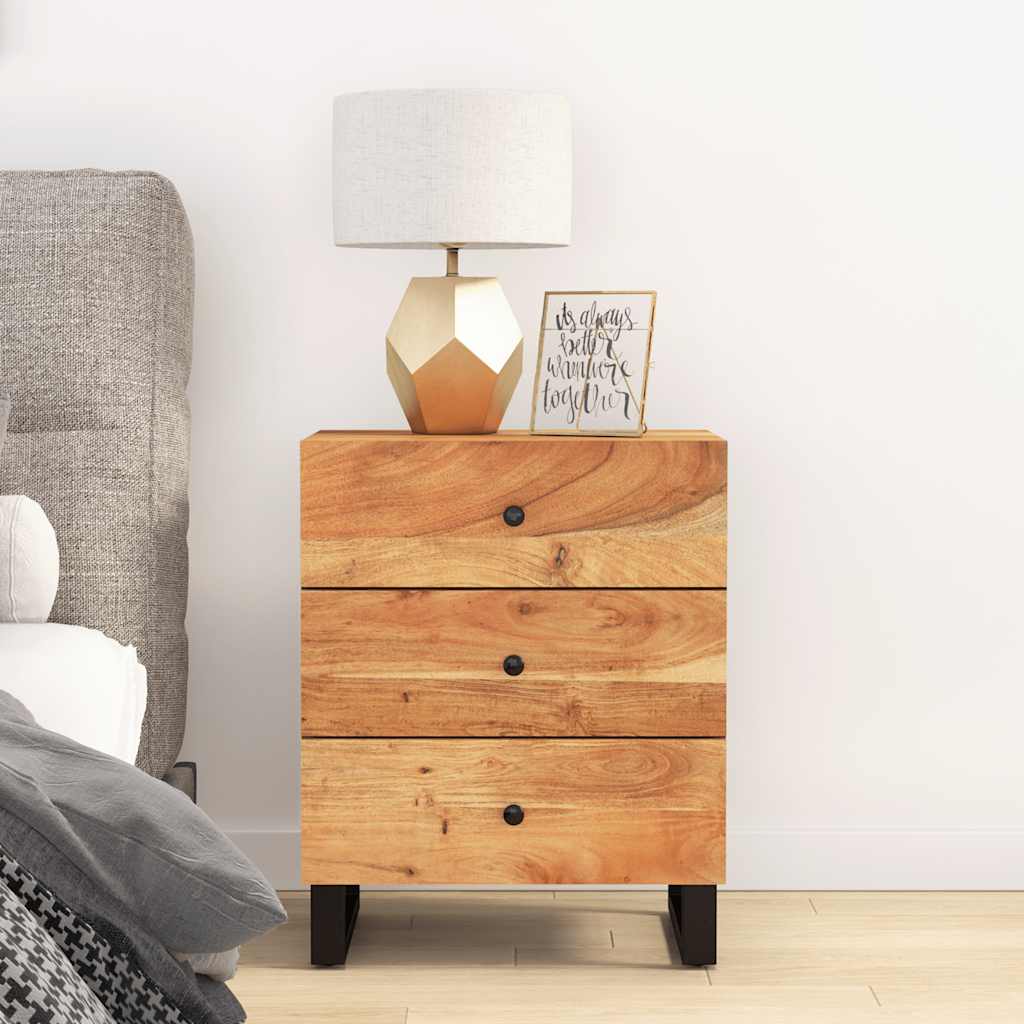 Nightstand 50 x 33 x 62 cm Solid Acacia Wood & Engineered Wood