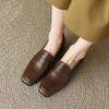 Women's Soft Leather Loafers Spring Autumn Soft Slip On Chunky Heel Versatile Loafers Women British Style Shoes