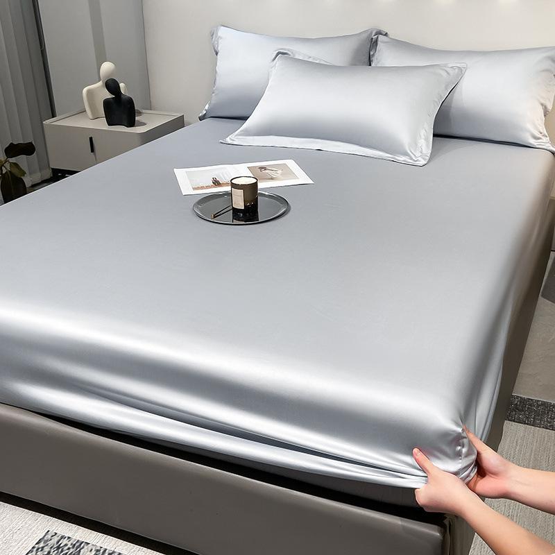 3pcs/set Bed Sheet Set 1pc Elastic Fitted Sheet 2pcs Pillowcase Cooling Bedsheet Bed Linen Anti-Slip Mattress Cover