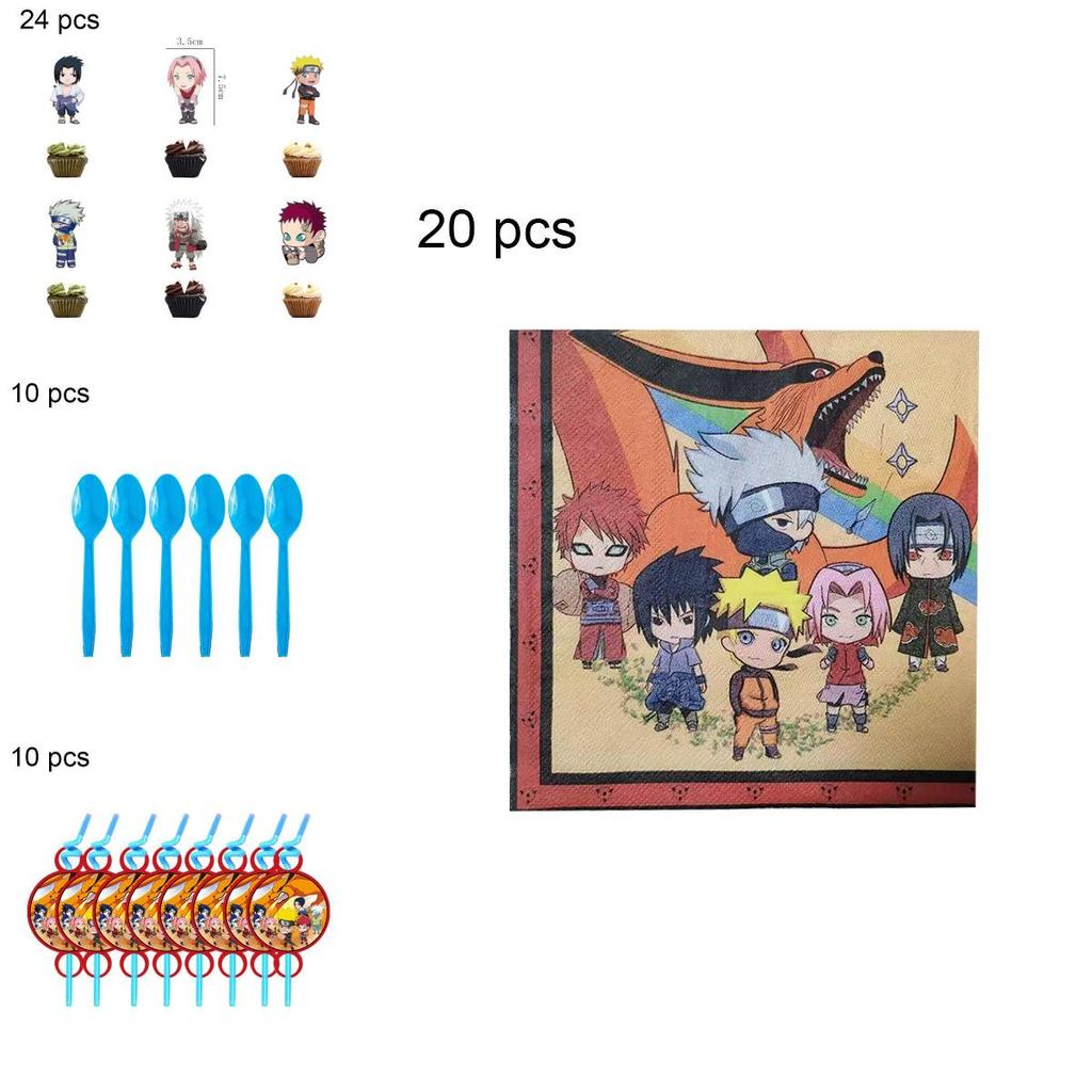 Naruto Ninja Geburtstagsfeier Deko Zubehör mit bunten Luftballons und Tellern