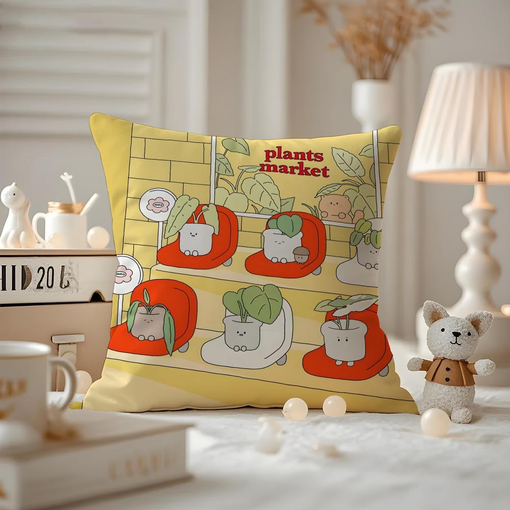 Cushion Cover Anti-dustmite Pillowcase Invisible Zipper Silky Short Plush Sofa Cushion Cover Cute Bear