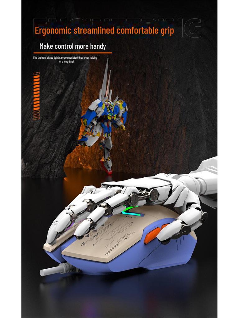 Silver Fox H6 Wired Gaming Mouse - Mecha Style, Three-Color, Multi-Use for Home, Office, and E-Sports.