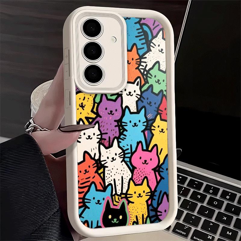 Cartoon Cute Cats Theme Soft Phone Case for Samsung Galaxy S26 Ultra S25 Edge S24 S23 S22 Plus S21 S20 FE 5G Shell Silicone Fund