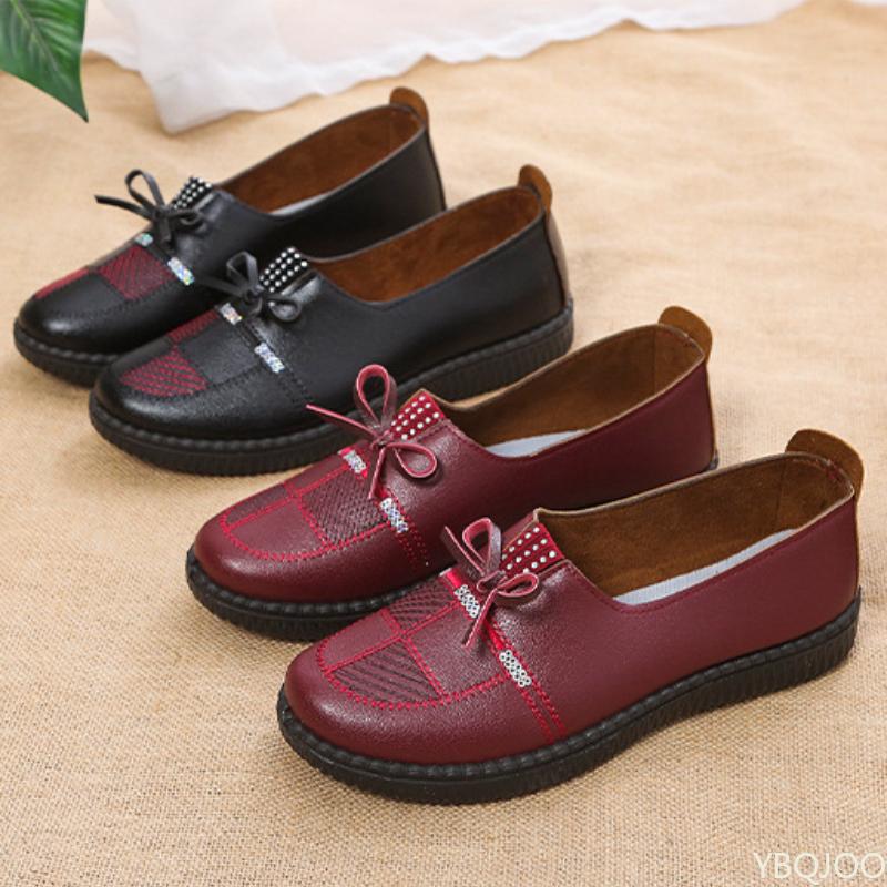 Women's Leather Flats Shoes Female Soft soled versatile shoes Classic Ladies Casual Leather Loafers Anti slip comfort flat Mujer