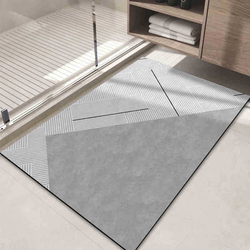 Light Luxury Style Diatom Mud Floor Mat Bathroom Bathroom Bathroom Door Dirt-Resistant Foot Mat Household Non-Slip Easy To Take Care Of