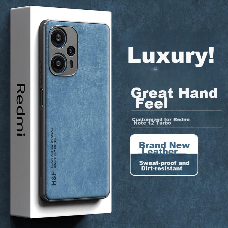 HotFire Phone Case for Xiaomi Redmi Note12 Turbo, Upgraded Skin-Like Leather Matte Lens Full Protection Silicone Cover