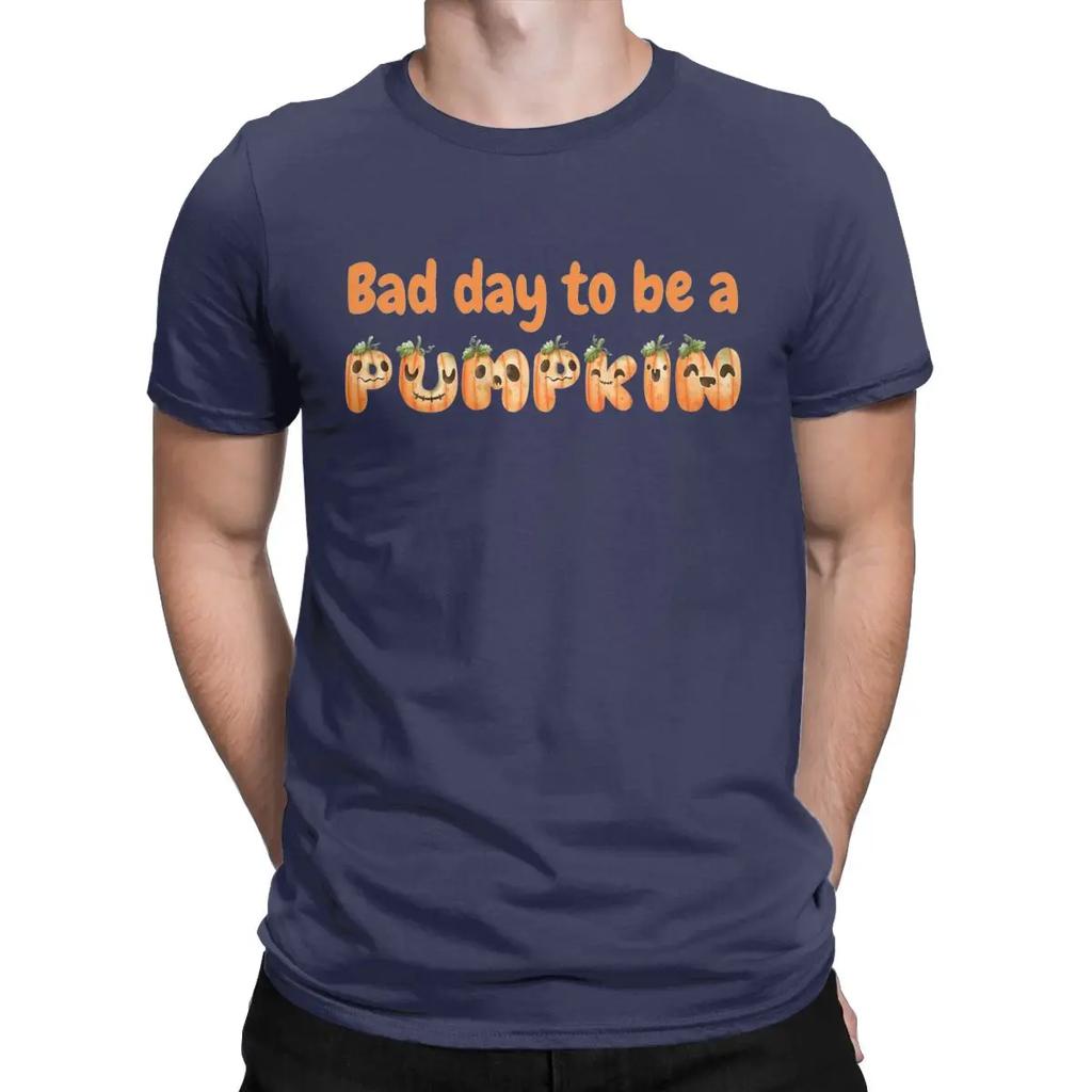 Men Bad Day To Be A Pumpkin Cute Halloween T Shirts Trick or Treat Cotton Clothes Funny Short Sleeve O Neck Tees Adult T-Shirt