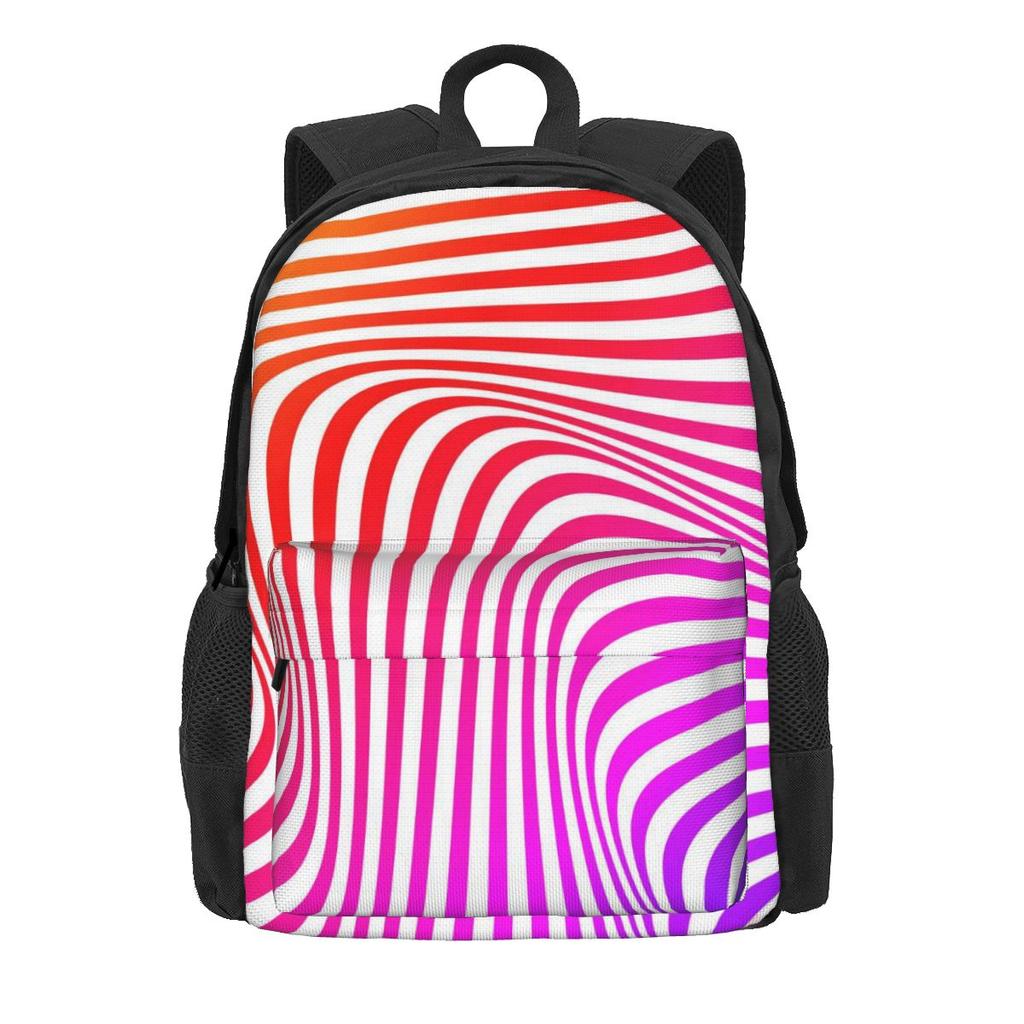 Black And White Striped Backpack Abstract Lines Stylish Backpacks Women Men Sport Pattern School Bags High Quality Rucksack