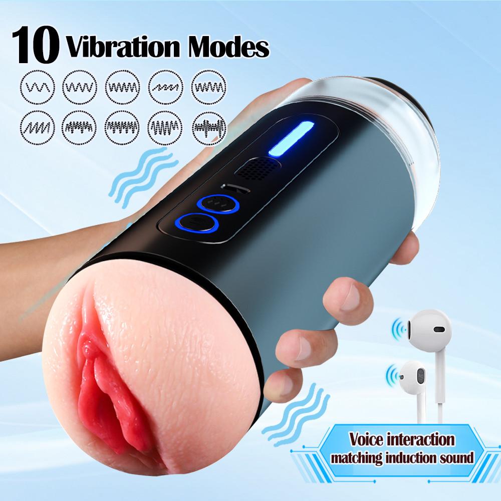 Adult Toys Male Masturbator Cup Pocket Vagina Pussy Vaginal Penetration Prostate Massager Intelligent Voice Sex Toys for Men