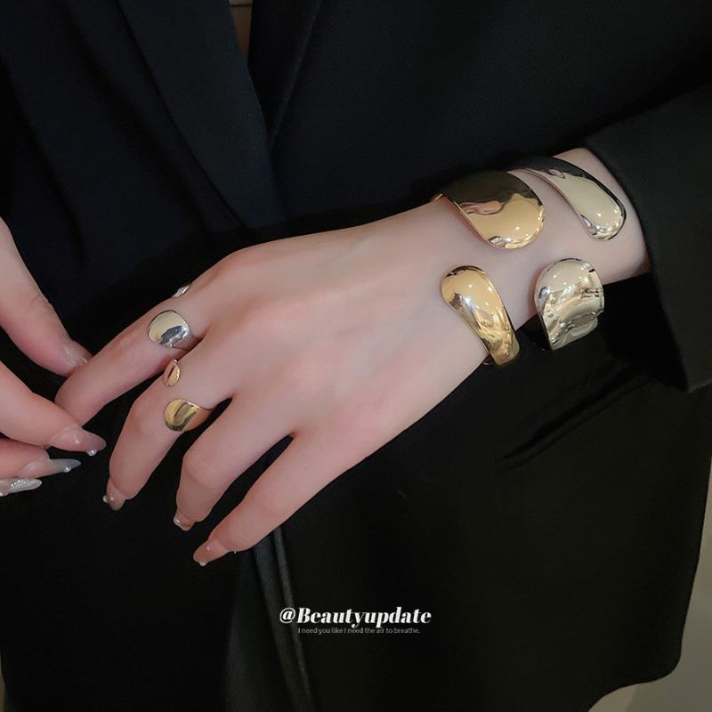 Metal Glossy Oval Open Bracelet Ring Ins Personalized Versatile Bracelet Light Luxury High-end Jewelry