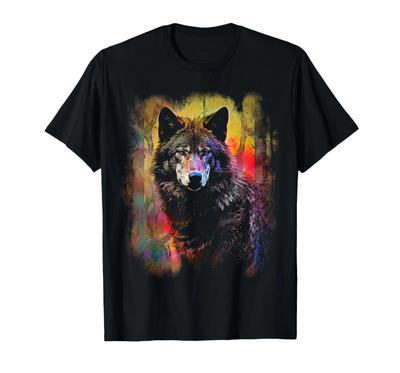 Wolf Bunt Kunst Tierliebhaber Wolf T-Shirt