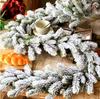 DIY Artificial Frosted Snow Covered Pine Twigs Fake Pine Needle Stem Xmas Wreath Bouquet Winter New Year Holiday Craft Ornaments