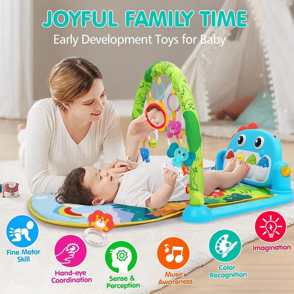UMIKU Baby Gym Play Mats Baby Toys Tummy Time Mat Musical Activity Center for Newborn Infant Piano Babies Play Mat Music & Light Newborn Infant Gifts
