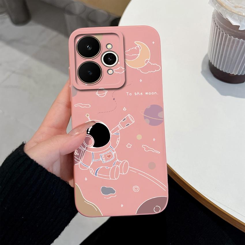 For Realme 15 C71 C73 C33 C35 Note 70 70T C21Y C25s 15T 15X Phone Covers Cute Moon Astronaut Patterns Liquid Silicone Dustproof Shell For Realme Cases
