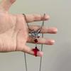 Gothic Punk Street Style Alloy Necklace With Geometric Cross Pendant For Party Wear