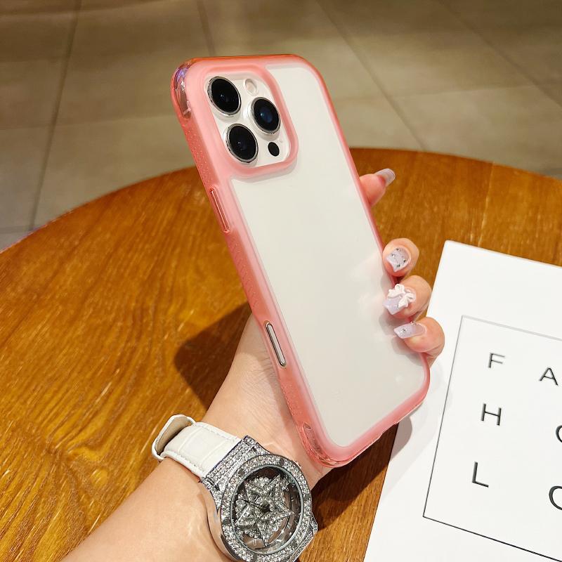 New Solid Color Border Four Corner Anti Fall HD Transparent Bumper Phone Case For iPhone 17 Pro Max Air 15 12 13 14 16 Pro Max