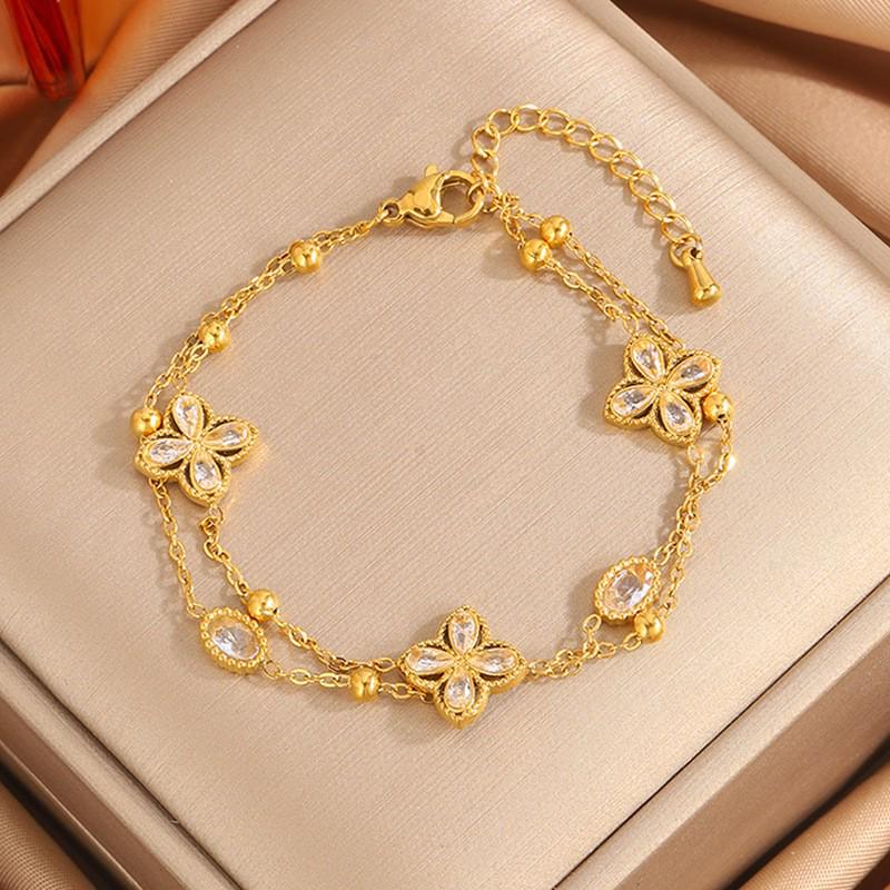 Korean Fashion Titanium Steel Diamond Inlaid Women's Luxury Bracelet