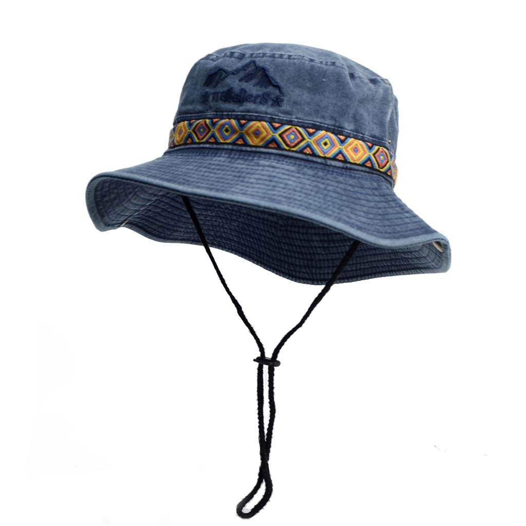 Outdoor Sun Hat Woman Bucket Hat Man Cotton Embroidered Vintage Beach Waterproof Fisherman Fishing Cap Summer Foldable Bob Man