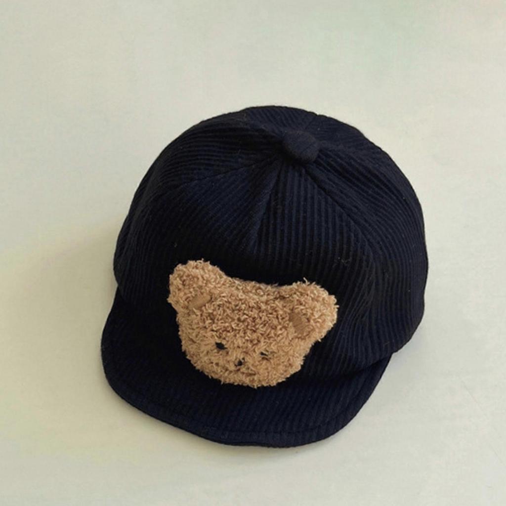 Baby Baseball Cap Sun Hat Spring Beach Hat with Plush Bear for Boys Girls Age1-2 Breathable Infant Corduroy Baseball  Beige