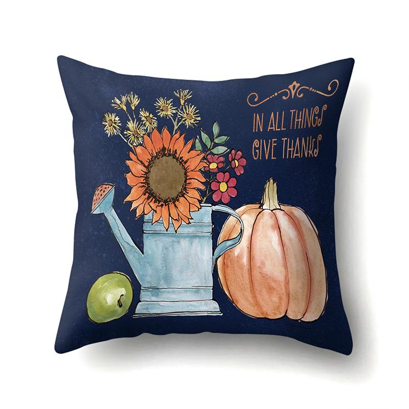 Thanksgiving Pillowcase Blessing Maple Leaf Pumpkin Sofa Cushion Cover Office Home Living Room Pillowcase