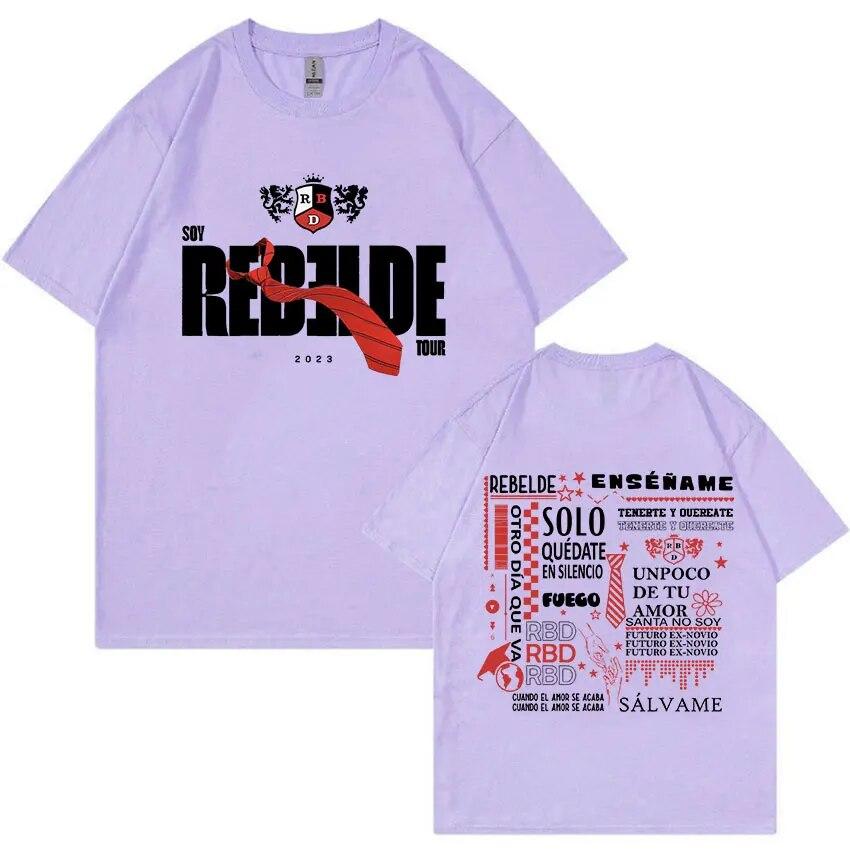 Rebelde RBD Tour Concert Graphic T-Shirt Unisex's WoUnisex Hip Hop Aesthetic T-shirts Fashion 100% Cotton Oversized T Shirt Streetwear