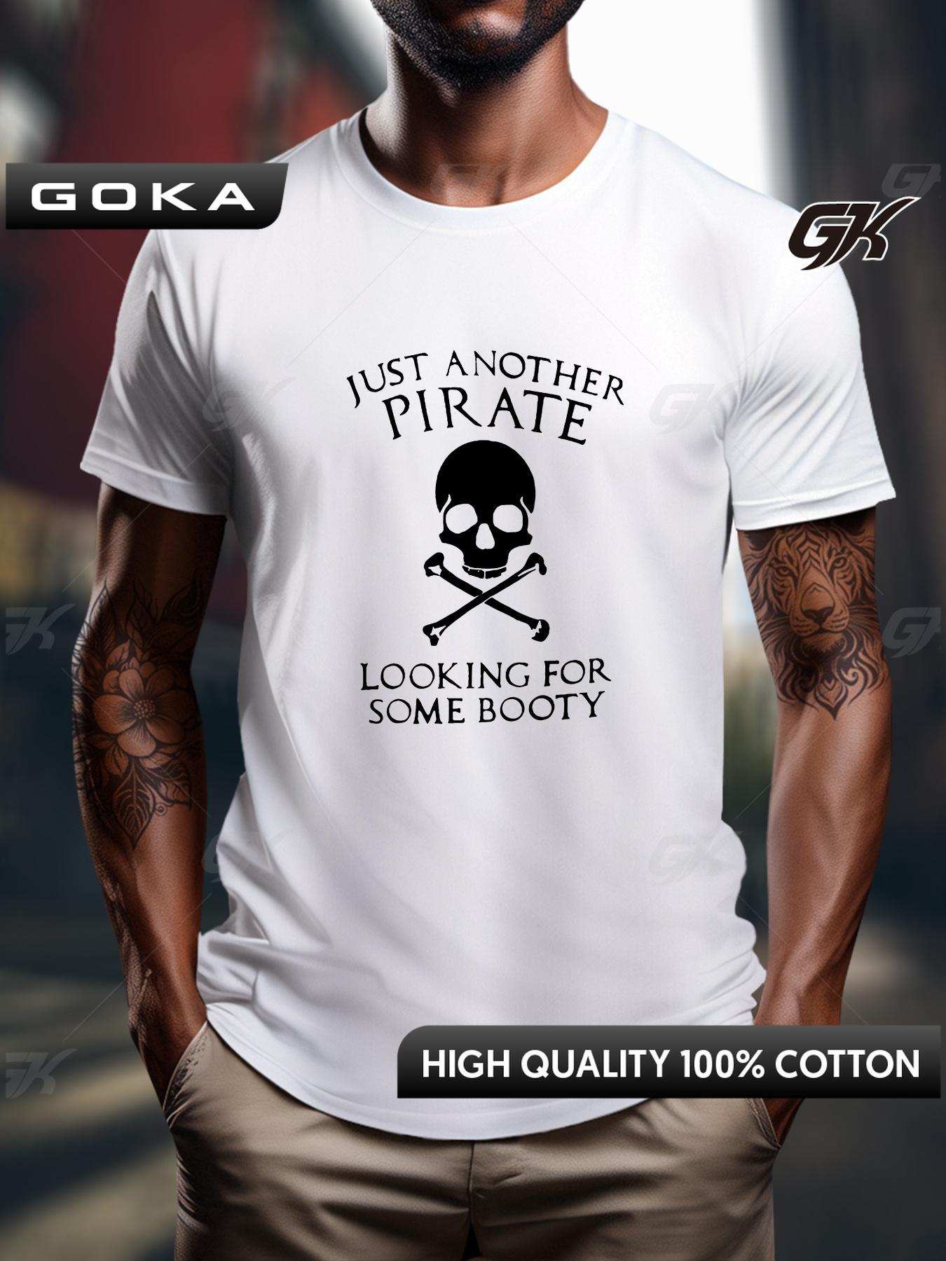 Mens 100 Cotton Crewneck Graphic TShirt Pirate Booty Search Casual Summer Fashion for Outdoor Sports S