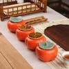 Persimmon Ruyi Ceramic Tea Storage Can - Portable Sealed Container for Pu'er, Green, Black, and Persimmon Tea with Logo.