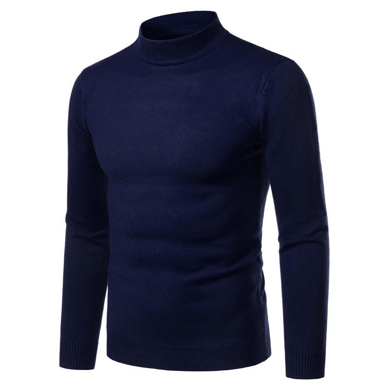 Men S Slim Fit Turtleneck Pullover Knit Sweater Black Autumn Winter