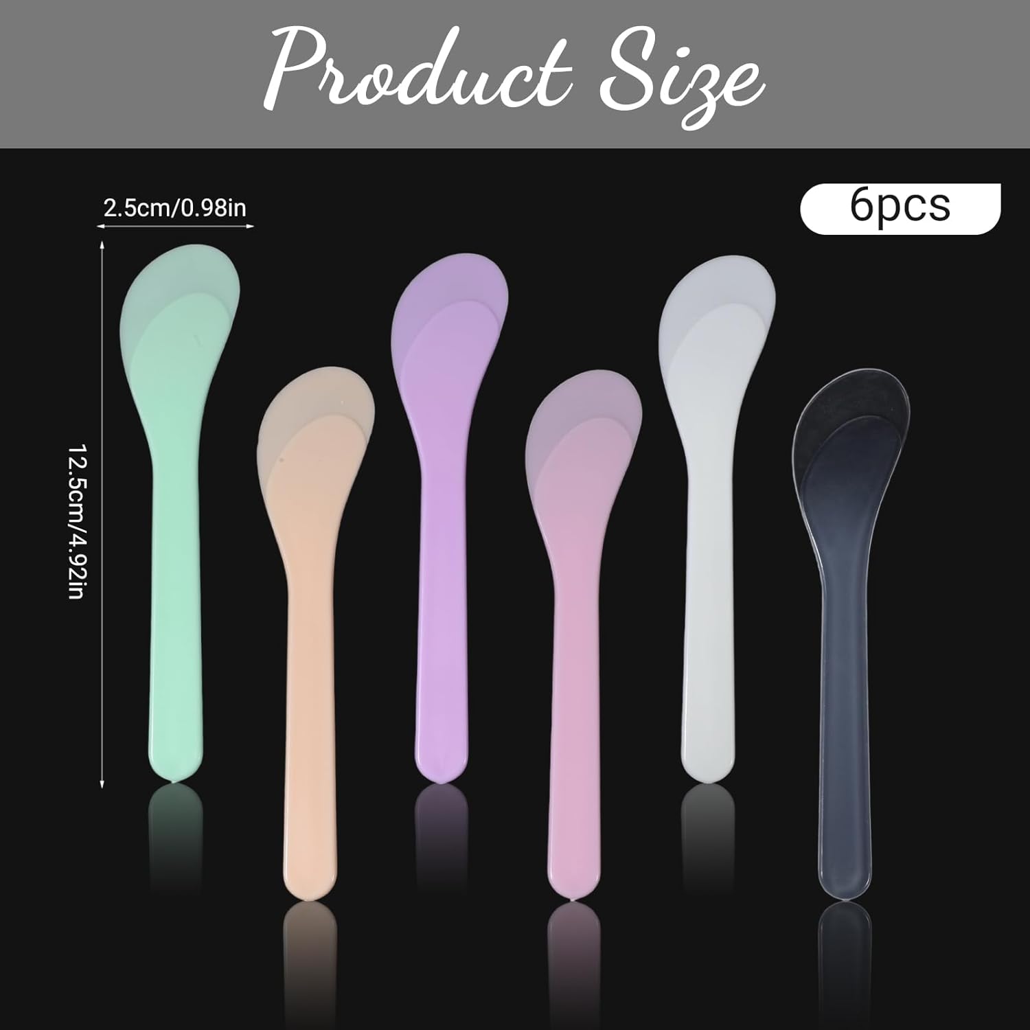 6 шт. Пластиковая косметическая лопатка, ложечки-шпатели для макияжа конфетных цветов, палочка-аппликатор, многоразовая ложка для смешивания косметических масок, инструменты для макияжа для салона красоты
