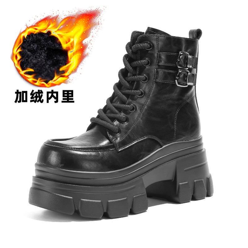 Autumn and winter new Martin boots cm muffin thick bottom inner height increase small temperament short boots women