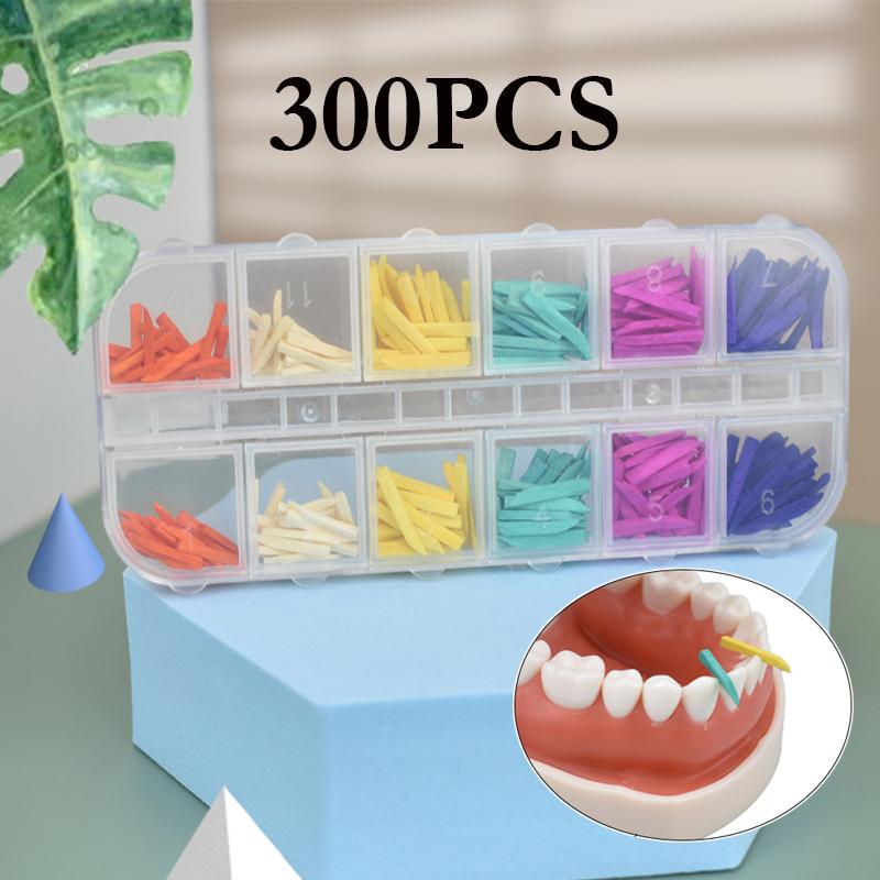 300Pcs/set Disposable Wooden Dental Wedges Restoration Interdental Composite Contoured Tooth Gap Wedges Materiais