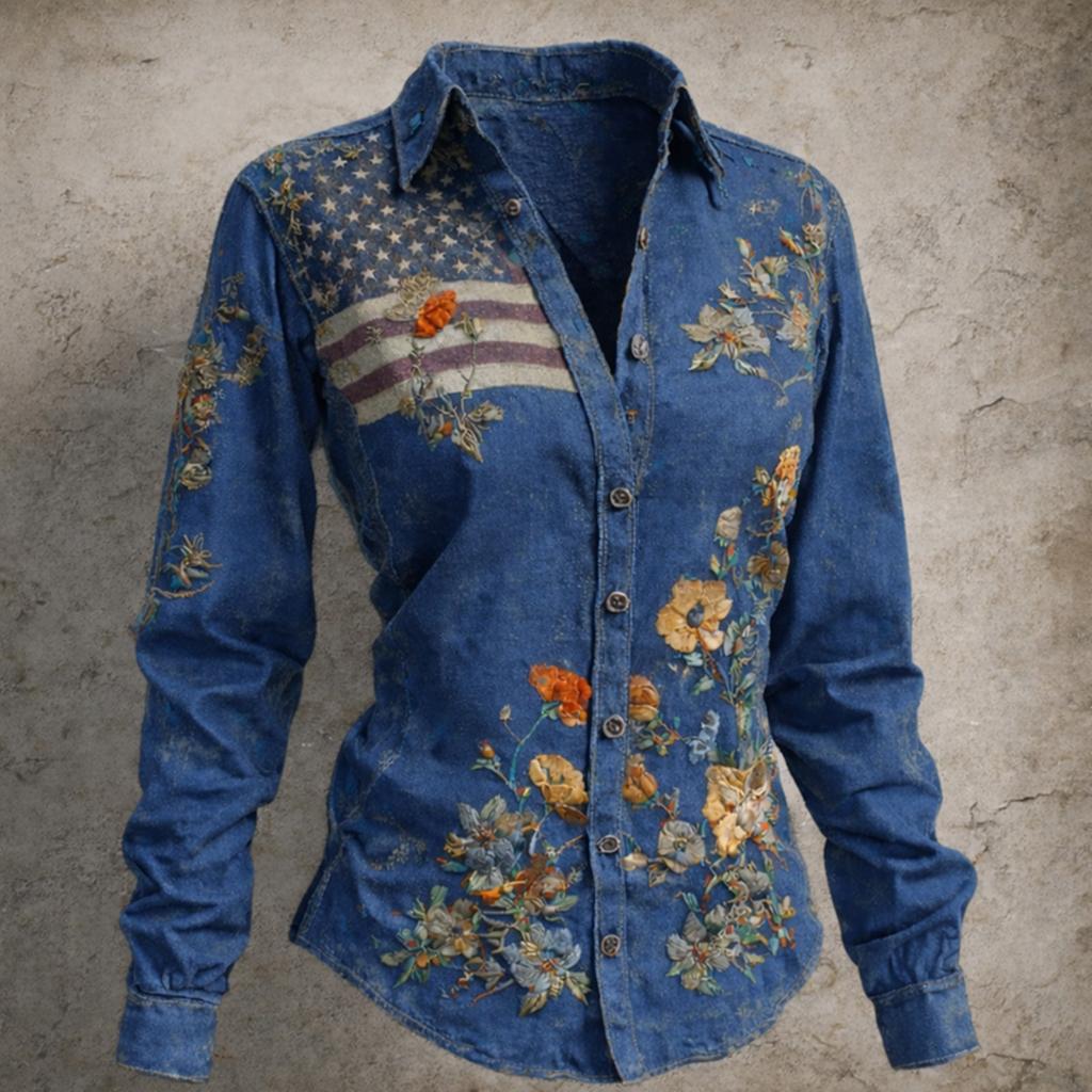 Camicia da donna, camicetta, stampa, bottoni, manica lunga, casual, basic, colletto, regolare