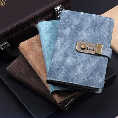 PU Leather Cover Diary Book with Lock Chinese Style Simple Atmosphere Password Lock Notebook with Coded Lock Soft Leather