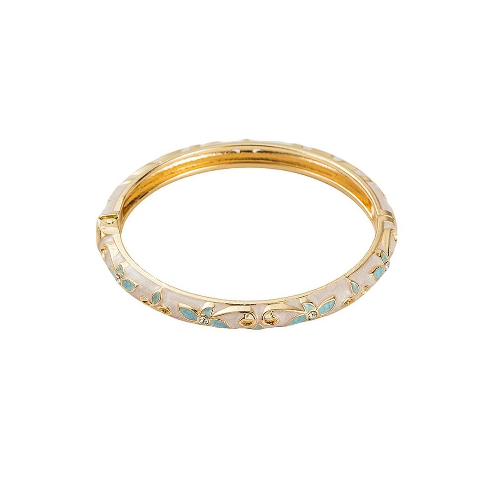 

Ethnic Vintage Cloisonne Bangle Shiny Hollow Out Flower Bangle Jewelry Gifts Style2