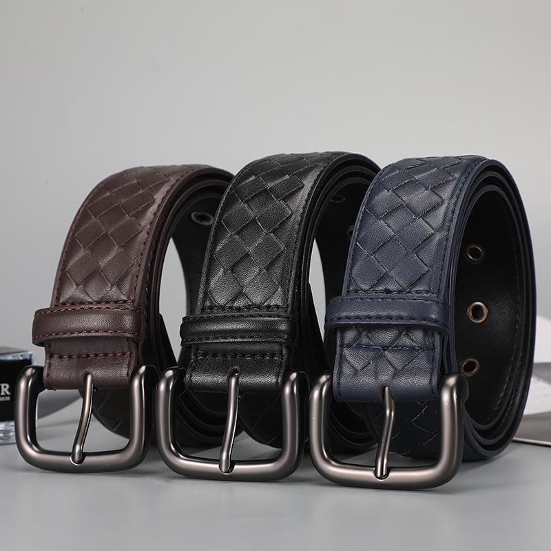 

Men s Versatile Woven Leather Belt - Pin Buckle, Casual & Business Style 110cm